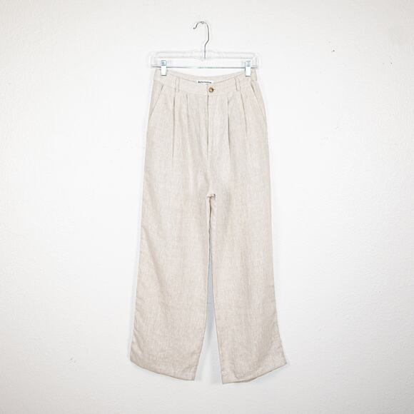 Reformation $178 Mason Linen Pants Pleated front Beige size 4 - Picture 8 of 13